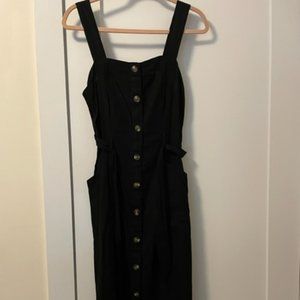 American Eagle Outfitters Black Linen Button Up Dress - NWT